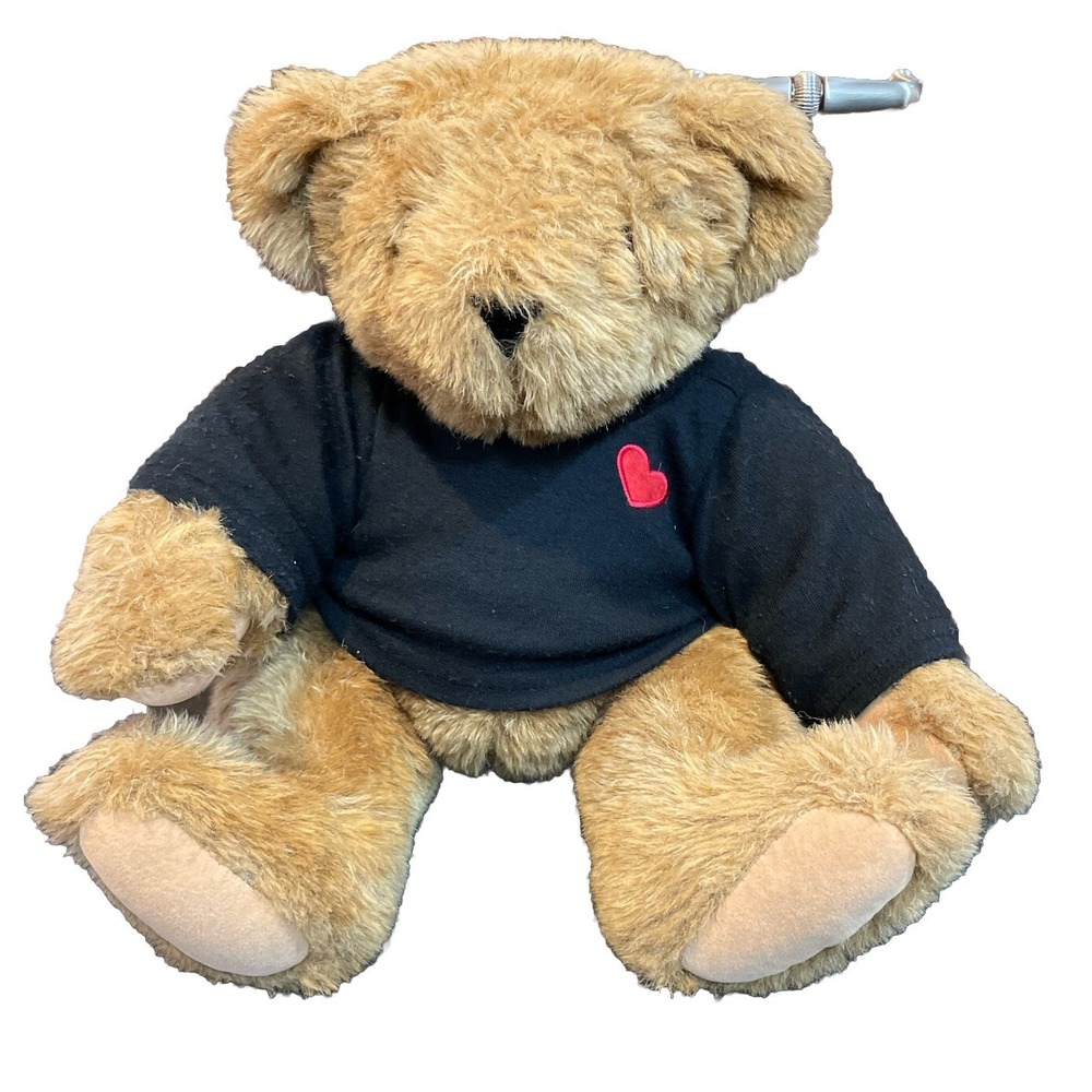 Vermont Teddy Bear 15" Plush Stuffed Animal Brown Black‎ Heart Shirt USA